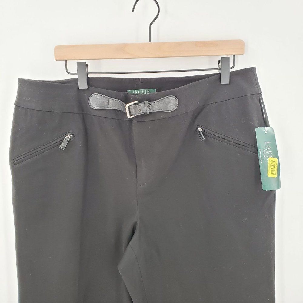 Lauren Ralph Lauren Pants Womens Cotton Front Zip Pockets Black Size 16W - Picture 2 of 9